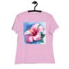 Women's Relaxed T-Shirt Hibiscus Flower Print Pink view 2