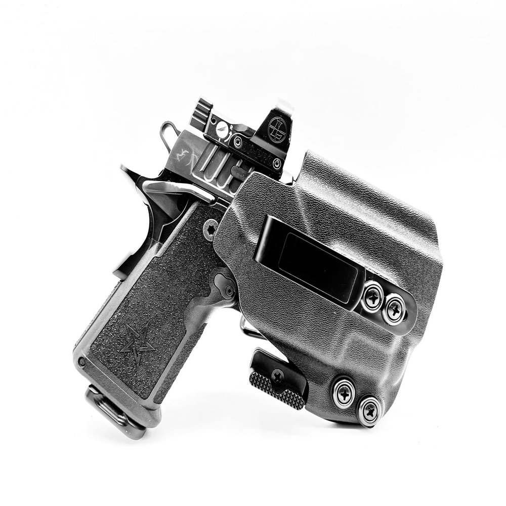 Model 1 Light Bearing Holster for Staccato CS - TLR7A, IWB, AIWB, Right & Left Hand (Left Hand W/Mag - Carbon Grey)