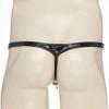 Hularka Men's Patent Leather Low Rise G-strings Underwear Latex String Bikini Briefs Underpants Black Type A 3X-Large view 4