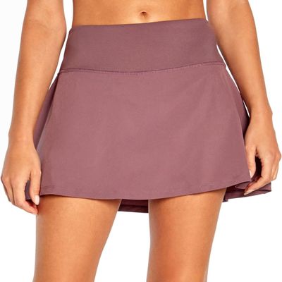 Marika Women's Carla High Rise Back Pocket Skort, Black Plum, X-Large