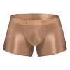 ACSUSS Men Glossy Oily Seamless Tight Shorts Workout Compression Sport Bottoms Swim Trunks Swimwear Coffee Medium