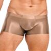 ACSUSS Men Glossy Oily Seamless Tight Shorts Workout Compression Sport Bottoms Swim Trunks Swimwear Coffee Medium view 2