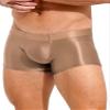 ACSUSS Men Glossy Oily Seamless Tight Shorts Workout Compression Sport Bottoms Swim Trunks Swimwear Coffee Medium view 3