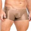ACSUSS Men Glossy Oily Seamless Tight Shorts Workout Compression Sport Bottoms Swim Trunks Swimwear Coffee Medium view 4