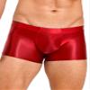 ACSUSS Men Glossy Oily Seamless Tight Shorts Workout Compression Sport Bottoms Swim Trunks Swimwear Burgundy Medium view 2