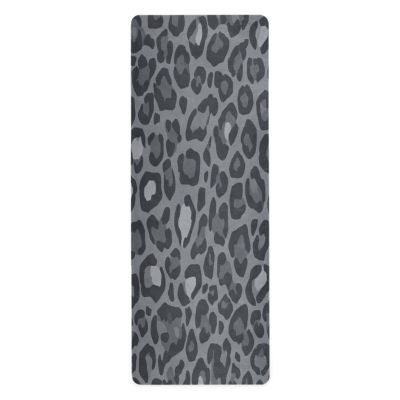 Caikeny Leopard Grey Black Yoga Mat Blue Eco Friendly Non Slip Fitness Exercise Mat Foldable Carrying -Workout Mat for Yoga Pilates Floor Exercises 70.8x26inc