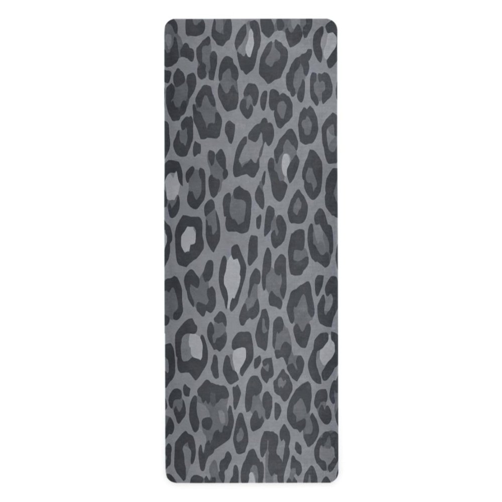 Caikeny Leopard Grey Black Yoga Mat Blue Eco Friendly Non Slip Fitness Exercise Mat Foldable Carrying -Workout Mat for Yoga Pilates Floor Exercises 70.8x26inc