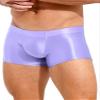 ACSUSS Men Glossy Oily Seamless Tight Shorts Workout Compression Sport Bottoms Swim Trunks Swimwear Light Purple XX-Large view 4