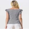 Allegra K Gingham Tops for Women Summer Ruffle Cap Sleeve Square Neck Plaid Blouses Shirt Summer Outfits X-Large Black view 3