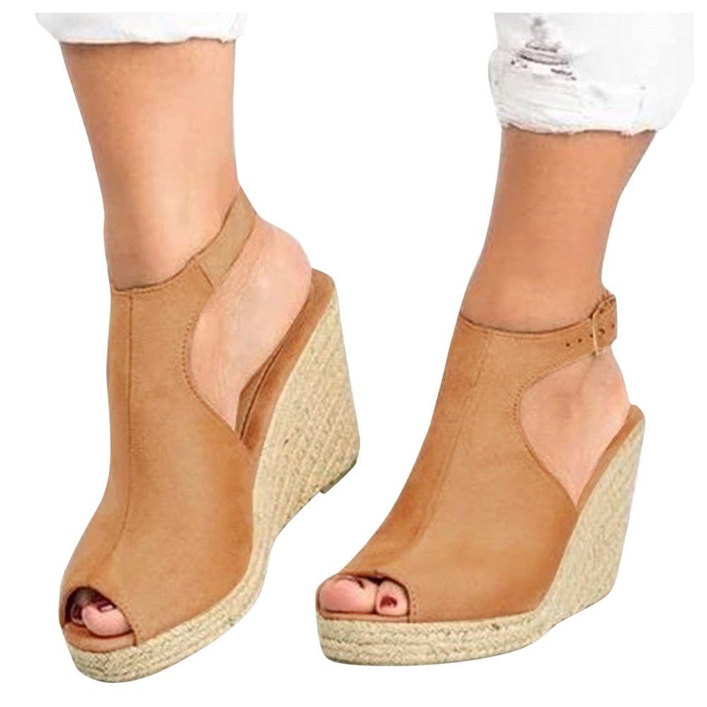Wedge Sandals for Women Summer Dressy Open Toe Ankle Strap Platform Sandals Women Chunky Heel Outdoor Hollow Out Casual Orthopedic Sandals Comfortable Walking Shoes