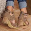 Wedge Sandals for Women Summer Dressy Open Toe Ankle Strap Platform Sandals Women Chunky Heel Outdoor Hollow Out Casual Orthopedic Sandals Comfortable Walking Shoes view 3