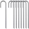 J Hook Rebar Stakes 12 Inch (20 Pack) - Camping Stakes Heavy Duty - Heavy Duty Rebar Stakes for Chainlink Fence, Sports nets, Camping, Trampolines, Irrigation Pipes and Garden view 1