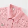 LifeShe Women's Pearls Denim Jacket Cropped Rhinestones Jean Jacket Coat view 2