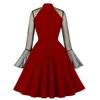 50s Dresses for Women 1950s Vintage Rockabilly Retro Keyhole Mesh A Line Midi Skater Pleated Swing Wedding Bridesmaid Cocktail Party Formal Evening Prom Dress Goth 1940s Dress Wine Red Solid XXL view 2