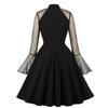 50s Dresses for Women 1950s Vintage Rockabilly Retro Keyhole Mesh A Line Midi Skater Pleated Swing Wedding Bridesmaid Cocktail Party Formal Evening Prom Dress 1940s Dress Black Solid L view 2