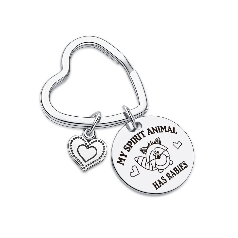 7RVZM Raccoon Decor Raccoon Keychain - Spirit Animal Jewelry For Women Racoon Lover, Breeder, Mom, Dad Gift BFF Gift Raccoons Charm Jewelry