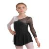 Shinsto Kids Girls Figure Skating Dress Long Sleeves Ballet Dance Skirted Leotards Gymnastics Outfits Black 8 Years view 2