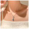 Andelaisi Boho Rhinestone Butterfly Choker Necklace Blue Sapphire Necklace Choker Silver Crystal Butterfly Pendant Necklace Sparkly Cz Butterfly Sapphire Collar Necklace for Women view 2