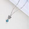 Andelaisi Boho Rhinestone Butterfly Choker Necklace Blue Sapphire Necklace Choker Silver Crystal Butterfly Pendant Necklace Sparkly Cz Butterfly Sapphire Collar Necklace for Women view 4