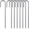16 inch Rebar Stakes J Hook (10 Pack) - Camping Stakes Heavy Duty - Heavy Duty Rebar Stakes for Chainlink Fence, Sports nets, Camping, Trampolines, Irrigation Pipes and Garden view 1