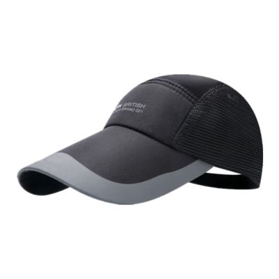 Extra Long Brim Mesh Side Baseball Cap for Men Women 4.3" Trucker Snapback Baseball Sun Cap Breathable Mesh Hat Fishing Hat Black