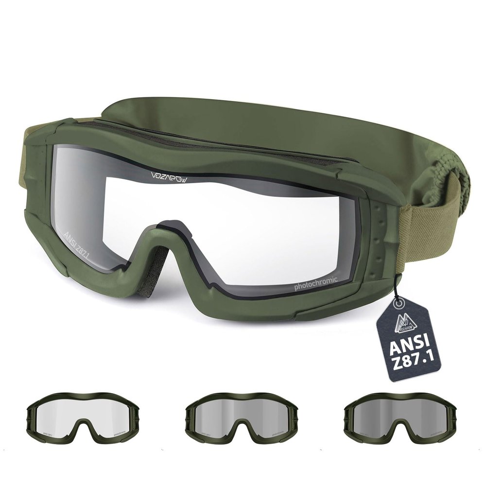 VOZAPOW Airsoft Goggles Anti Fog, Tactical Safety Goggles ANSI Z87+ Rating