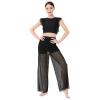 Lyrical Dance Dress for Women Black 2PCS Chiffon Crop Top Ballet Leotard Shorts Mesh Sheer Pants Contemporary Dress Backless Salsa Ballroom view 2