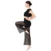 Lyrical Dance Dress for Women Black 2PCS Chiffon Crop Top Ballet Leotard Shorts Mesh Sheer Pants Contemporary Dress Backless Salsa Ballroom view 3