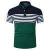 LUJENGEFA Mens Polo Shirts Short Sleeve Striped Casual Slim Fit Golf Polo Contrast Color Summer Cotton T-Shirts view 1