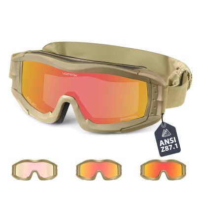 VOZAPOW Airsoft Goggles Anti Fog with ANSI Z87.1 Certified, Safety Goggles Impact Resistant, Tactical Shooting Glasses