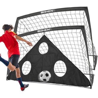 BOHEN 6x4FT Portable Soccer Goal for Kids Backyard with Carry Bag - Easy Folding Lightweight Fun for Outdoor Indoor Training Games for Teen Youth Adult (Black, 6x4FT, 2 Pack)