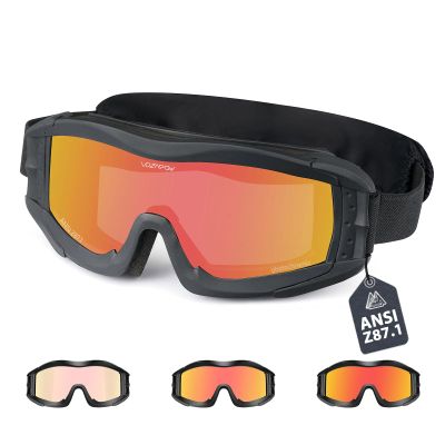 VOZAPOW Airsoft Goggles Anti Fog with ANSI Z87.1 Certified, Safety Goggles Impact Resistant, Tactical Shooting Glasses