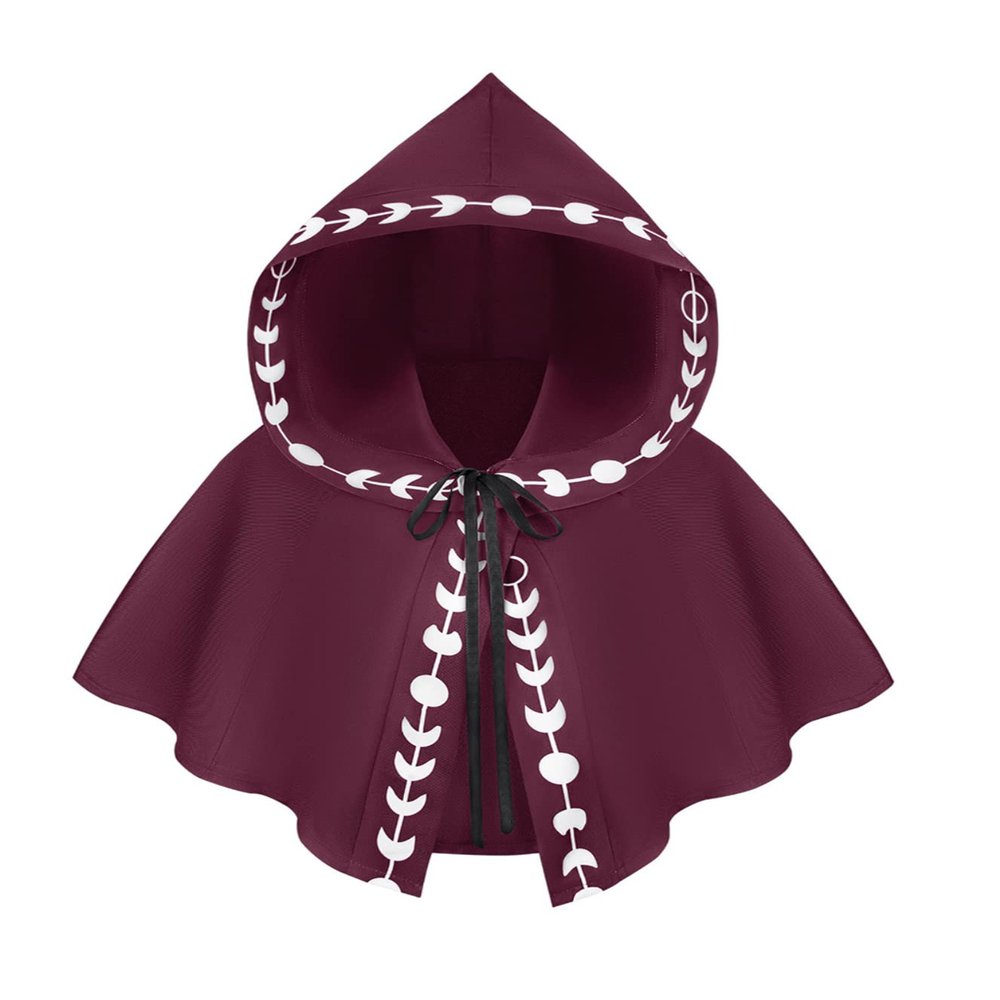 Honeystore Unisex Short Medieval Renaissance Cloak Cosplay Halloween Party Hooded Cape Burgundy