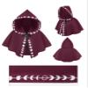 Honeystore Unisex Short Medieval Renaissance Cloak Cosplay Halloween Party Hooded Cape Burgundy view 2