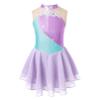 YiZYiF Kids Girls Rhinestone Sleeveless Figure Ice Skating Dress Roller Skating Dance Dresses Gymnastic Competition Costume Lavender 12 Years view 2