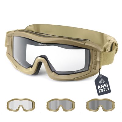 VOZAPOW Airsoft Goggles Anti Fog with ANSI Z87.1 Certified, Safety Goggles Impact Resistant, Tactical Shooting Glasses