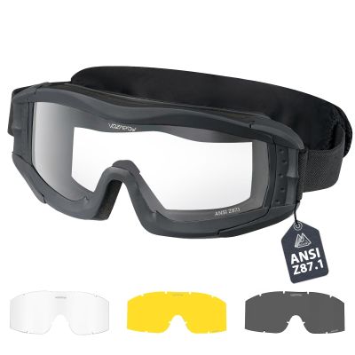 VOZAPOW Airsoft Goggles Anti Fog with ANSI Z87.1 Certified, Safety Goggles Impact Resistant, Tactical Shooting Glasses