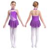 YiZYiF Kids Girls Rhinestone Sleeveless Figure Ice Skating Dress Roller Skating Dance Dresses Gymnastic Competition Costume Purple 16 Years view 1