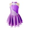 YiZYiF Kids Girls Rhinestone Sleeveless Figure Ice Skating Dress Roller Skating Dance Dresses Gymnastic Competition Costume Purple 16 Years view 2