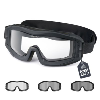 VOZAPOW Airsoft Goggles Anti Fog with ANSI Z87.1 Certified, Safety Goggles Impact Resistant, Tactical Shooting Glasses