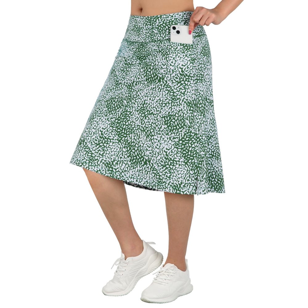 beroy Women Athletic Skirts Mid Length,Women Casual Skirt with 3 Pockets(S Green dot)
