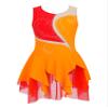 YiZYiF Kids Girls Rhinestone Sleeveless Figure Ice Skating Dress Roller Skating Dance Dresses Competition Costume Dancewear Orange 12 Years view 1