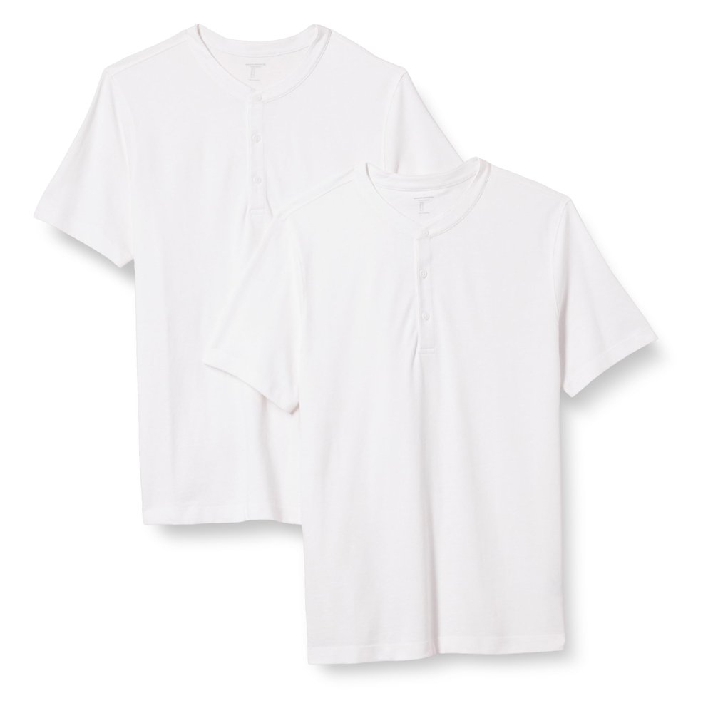 Amazon Essentials Men's Slim-Fit Short-Sleeve Pique Henley Shirt, Pack of 2, White, X-Large
