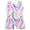 Domusgo Gymnastics Leotards for Girls 4t 5t Shiny Tie Dye Colorful 3D Print Unitards with Shorts view 1
