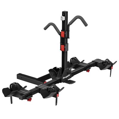 BougeRV Lockable Hitch Mount Bike Rack Platform 2-Bike Carrier for SUV & Truck, Lightweight E-Bike Compatible, Foldable & Tilting to Open Trunk, Easy Assembly Bike Rack Fit for 2'' Hitch Receiver