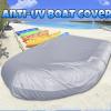 Kayak Rubber Boat Cover Waterproof UV Sun Dust Protection Inflatable Boat Dinghy Cover Storage Fit 12-17ft Boat Protection Cover (Gray, M(Length420cm)) view 2