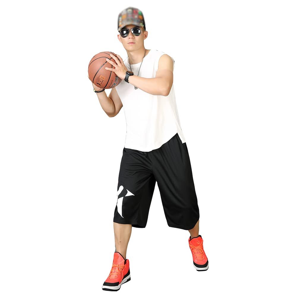 Long Basketball Shorts Men Big and Tall 3X Summer Activewear Casual Mens Workout Black Summer Wear(20584Black,L)