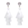 Boho Statement tassel earrings for women Clip On Drop Earrings feather earrings Non Piercing Jewelry for women dangling fringe earrings vacation beach earrings bride earrings bachelorette for women costume prom earrings jewelry-White view 1