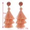 Boho Statement tassel earrings for women Clip On Drop Earrings feather earrings Non Piercing Jewelry for women dangling fringe earrings vacation beach earrings bride earrings bachelorette for women costume prom earrings jewelry-White view 2