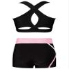 Hansber Kids Girls 2 Piece Dance Outfits Crop Top with Shorts Active Set for Gymnastics Dancing Swimming Black 6 view 2
